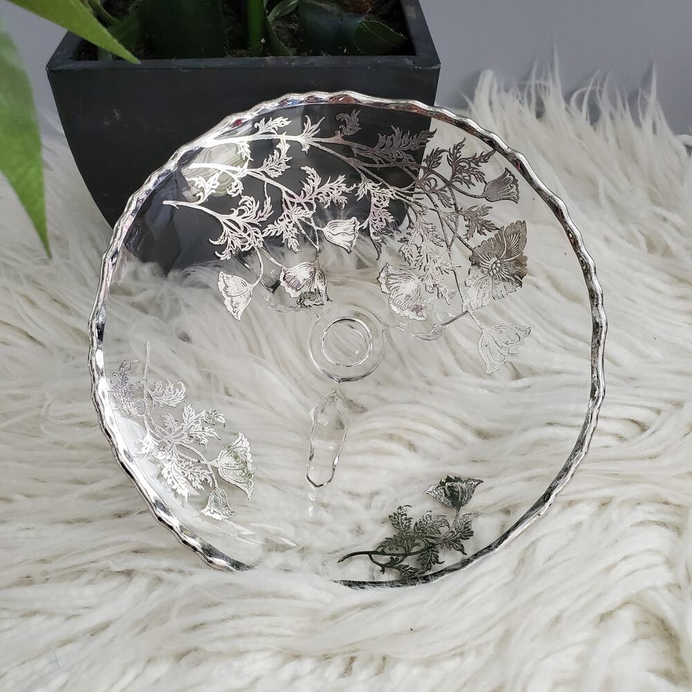Vintage Silver City Flanders Poppy Sterling Silver Overlay Dish